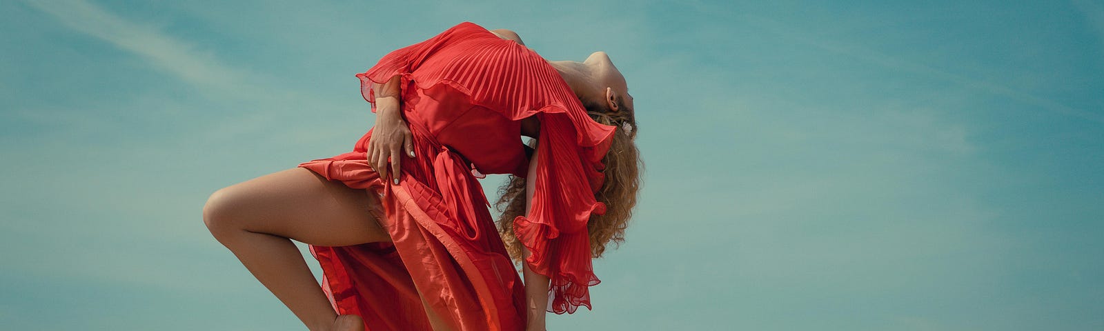 Woman in red dress