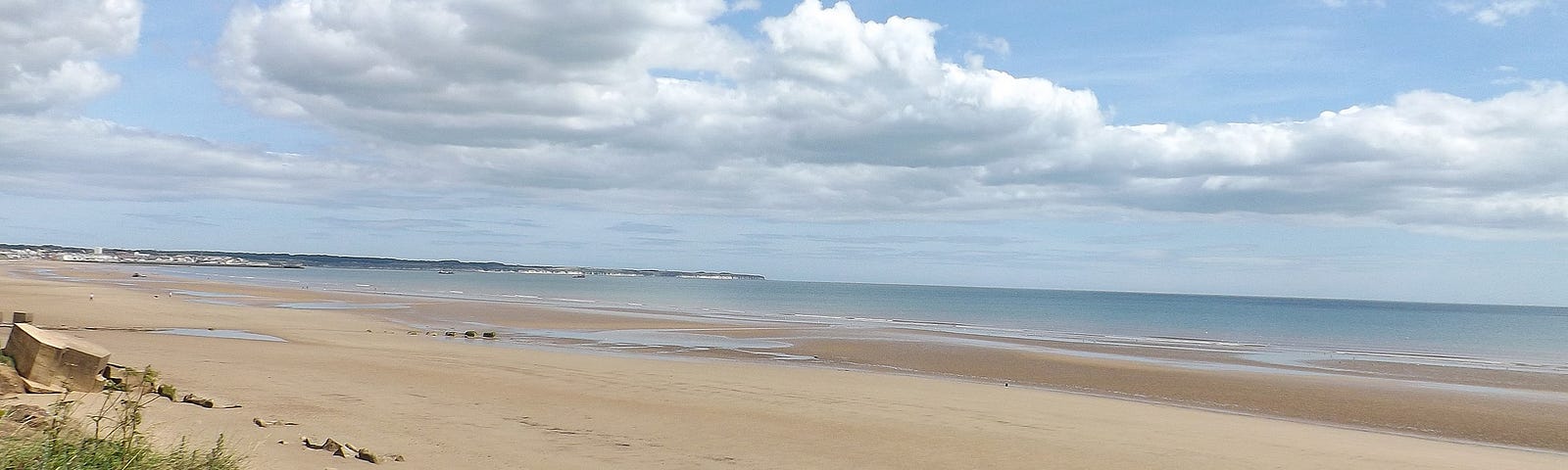 View of Fraisthorpe Beach, Fraisthorpe, East Riding of Yorkshire, England. Showing Bridlington and Flamborough on the horizon.