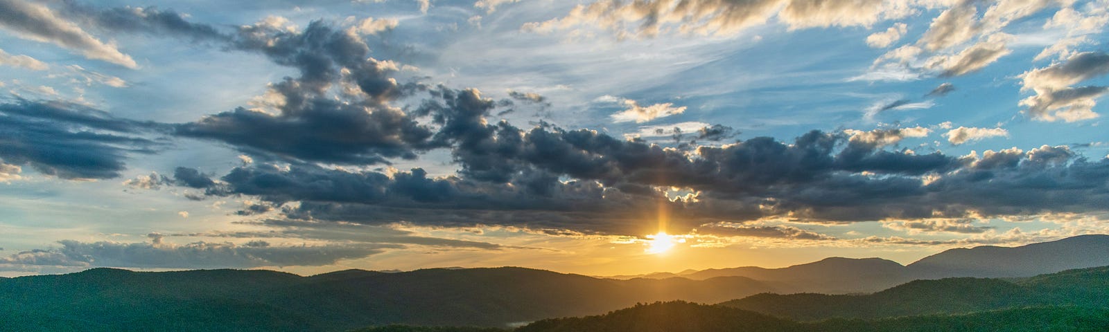 Sunrise over the Appalachian Mountains in North Carolina.
