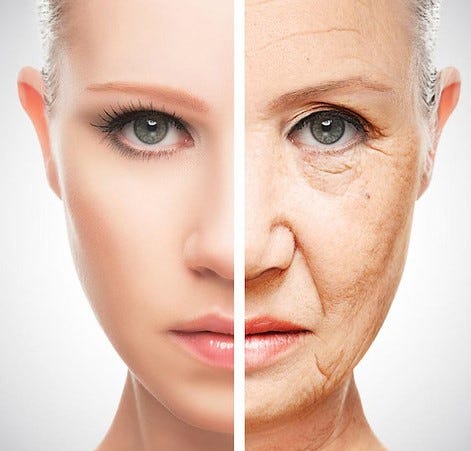 Young vs ageing skin.