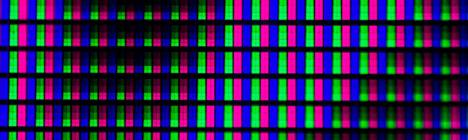 Pink, green, and blue rectangles repeating in rows