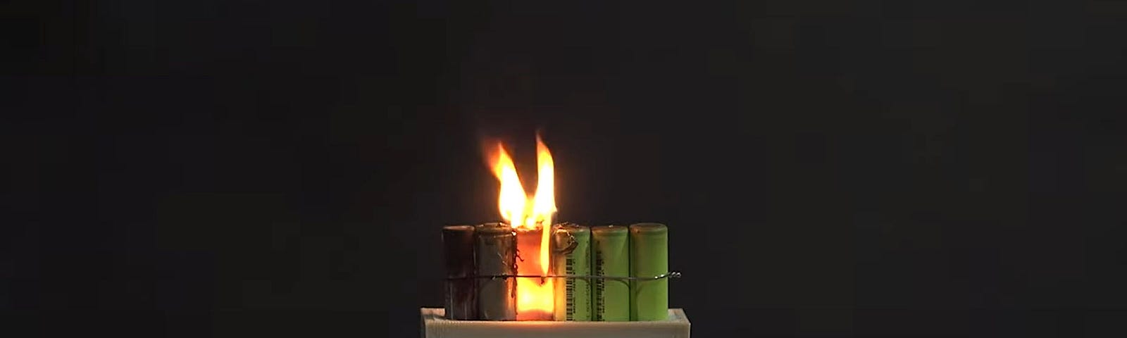 A lithium battery on fire