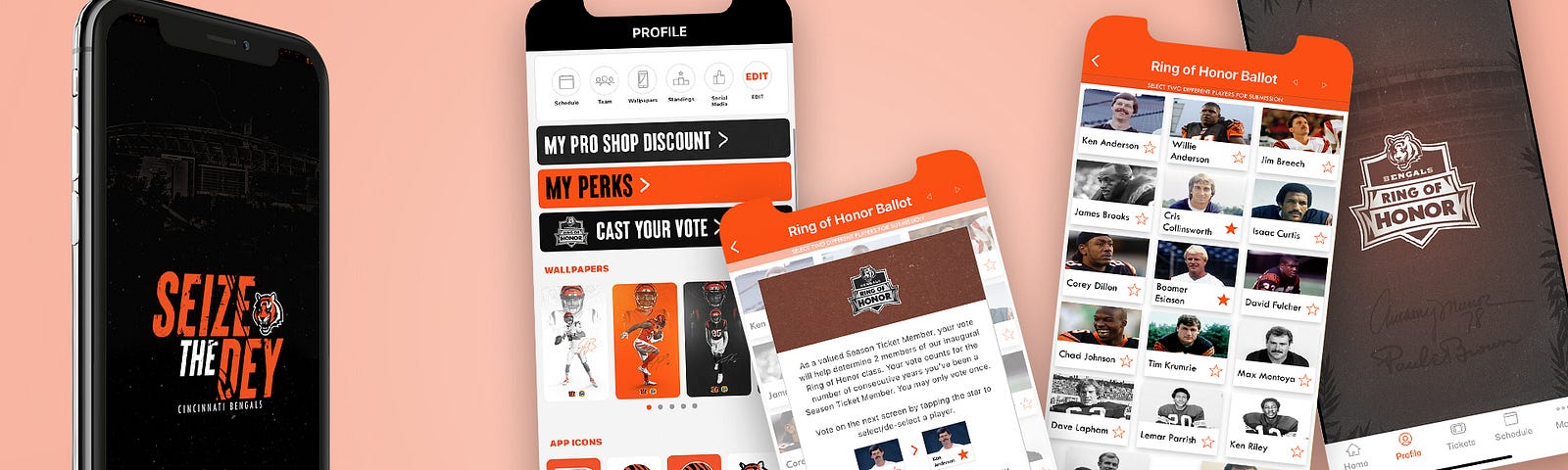 Bengals Ring of Honor mobile ballot for season-ticket members, developed by YinzCam.
