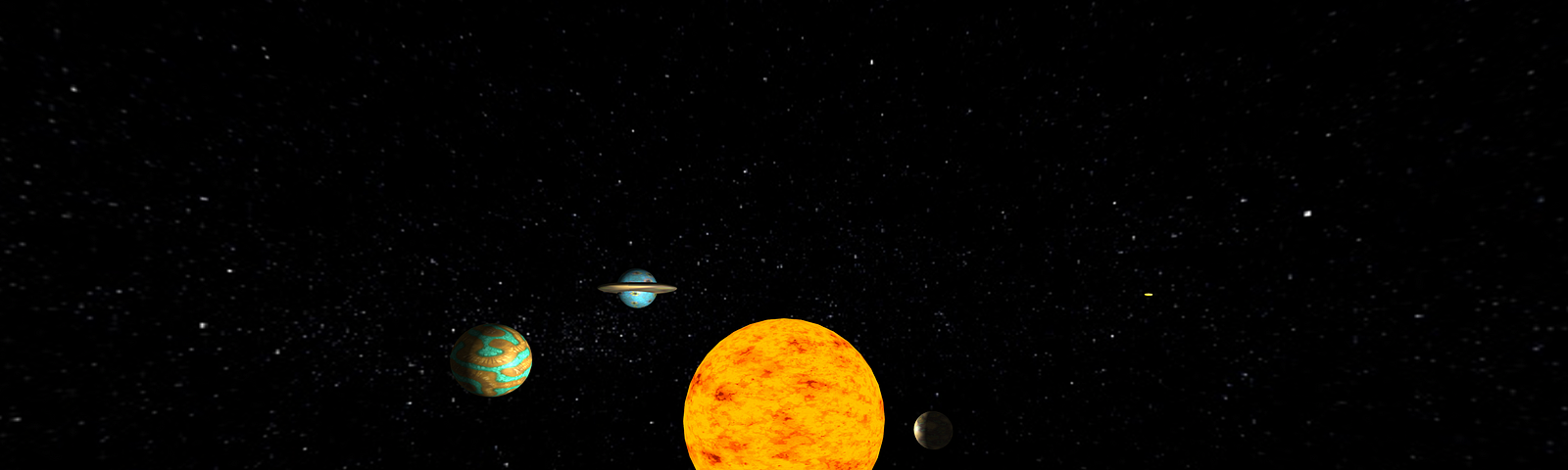 Image of product. A space like scene which includes a sun like star, shooting star, and 5 orbiting planets.