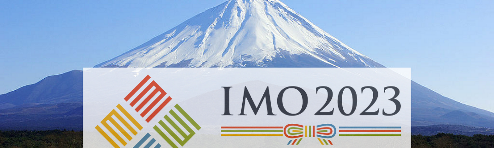 IMO 2023 Logo and Problem 1 (stated below) on backdrop of Mt Fuji, Japan