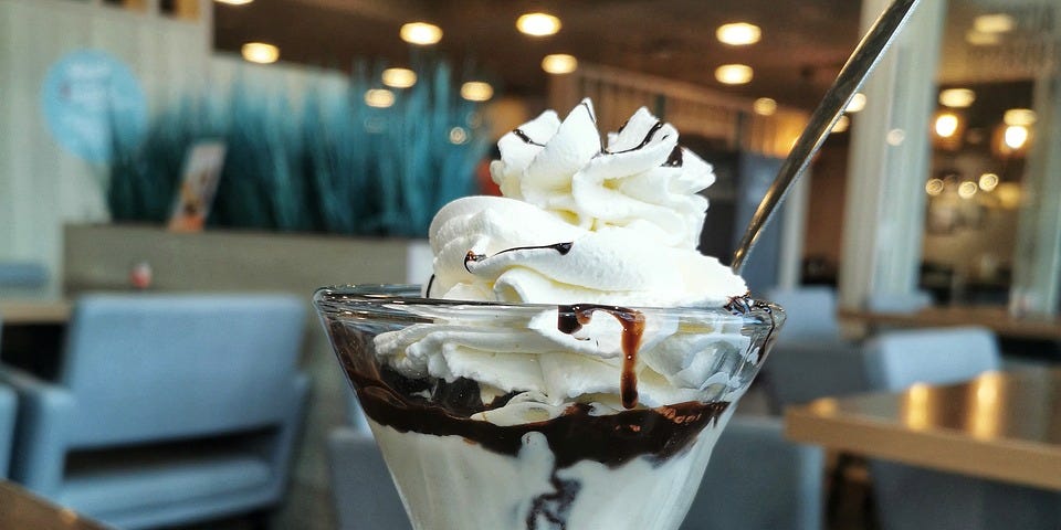 A hot fudge sundae.