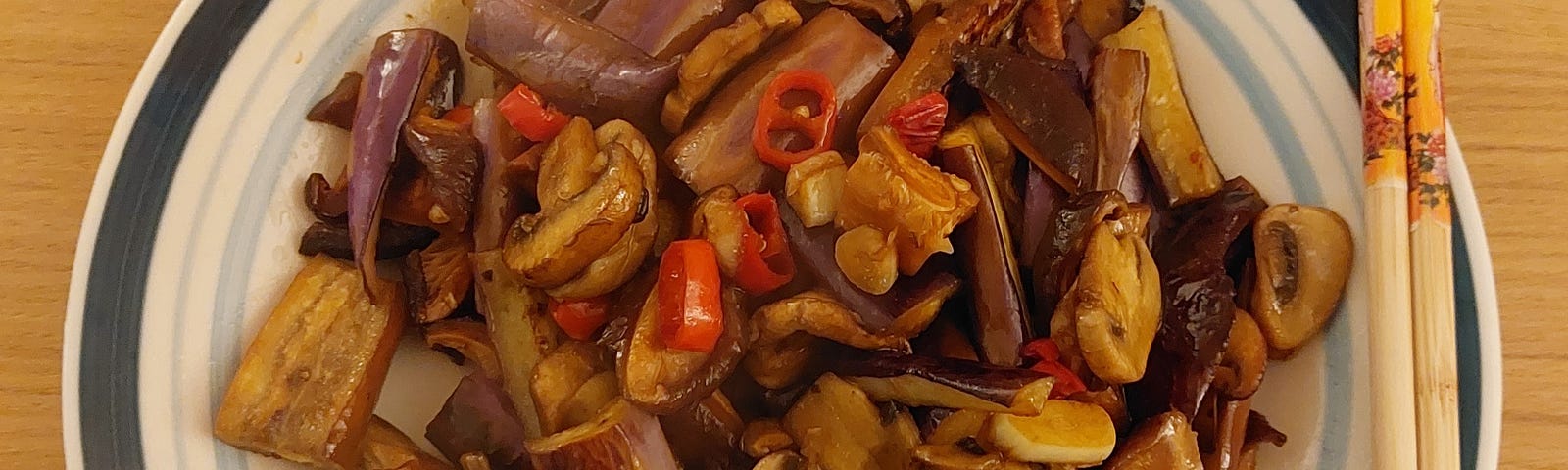 Cantonese Style Soy Sauce-Braised Eggplants and Mushrooms