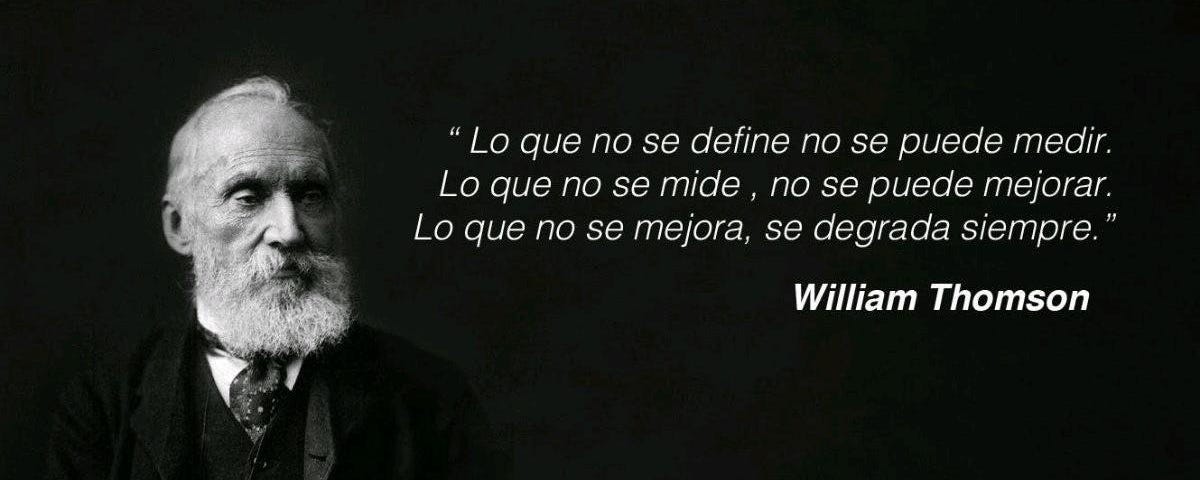 Lo que no se define no se puede medir. Lo que no se mide, no se puede mejorar. Lo que no se mejora, se degrada siempre. William Thomson Kelvin