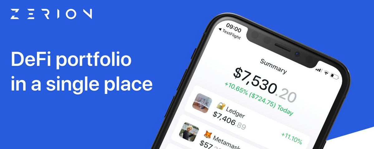 Zerion DeFi portfolio mobile app