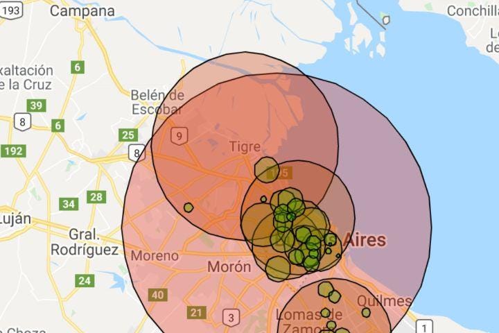 Map with neighborhood viral  footprint average