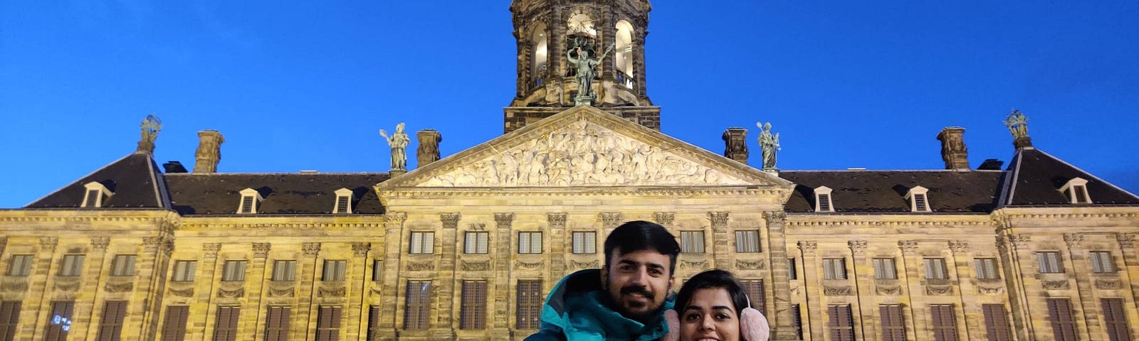 Me, with my husband at Dam Square — Amsterdam (Image Credits: Author’s Own Photo)