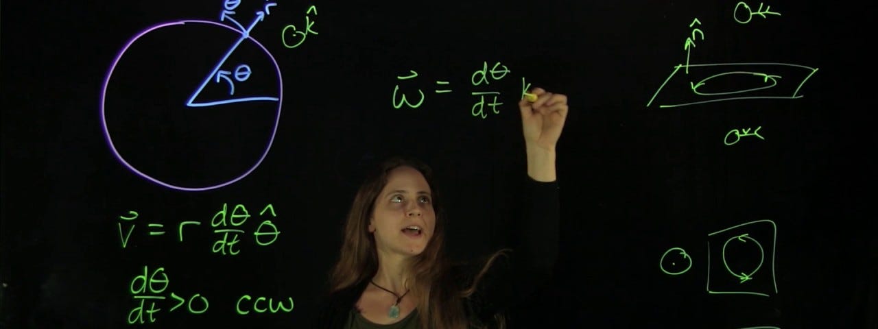 Woman drawing figures on a light board while lecturing on physics.