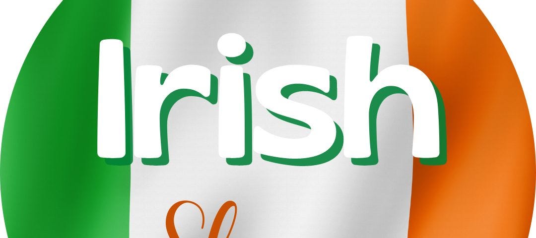 Words “Irish Slang” super imposed over the flag of Ireland