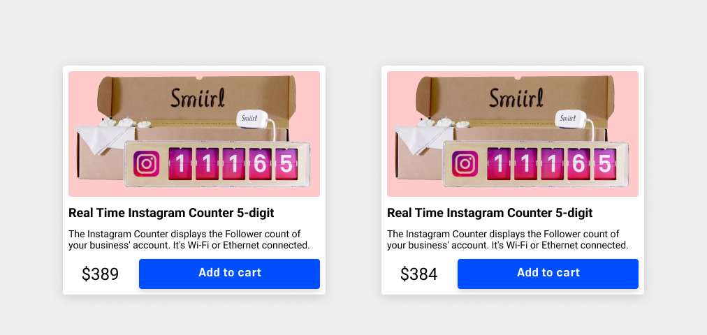 Smiirl. Instagram Follower Counter - Real time - 5 Digits.