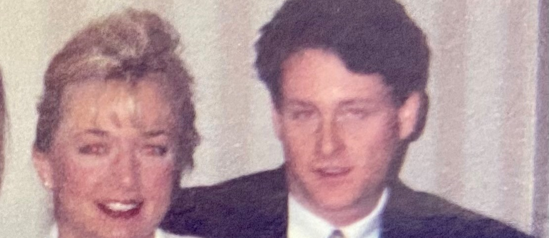 Christine Madden and Tim McCarthy during flight attendant training 25 years ago.