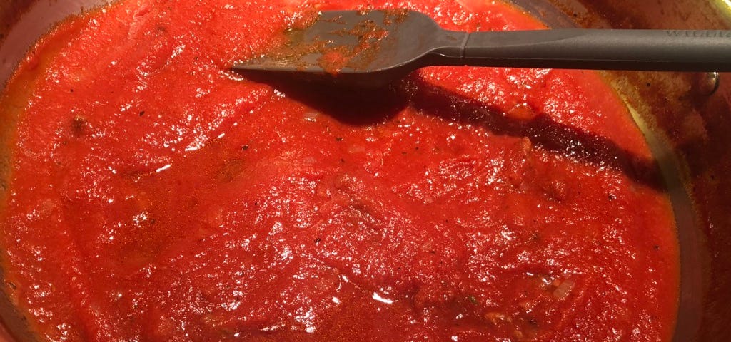 Tomato Sauce in the pan.