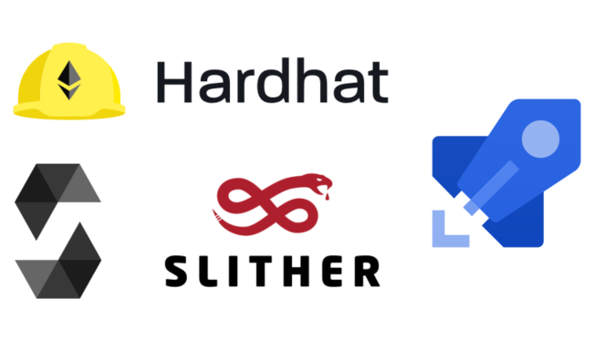 Solidity, Hardhat, Slither and Azure pipelines logos