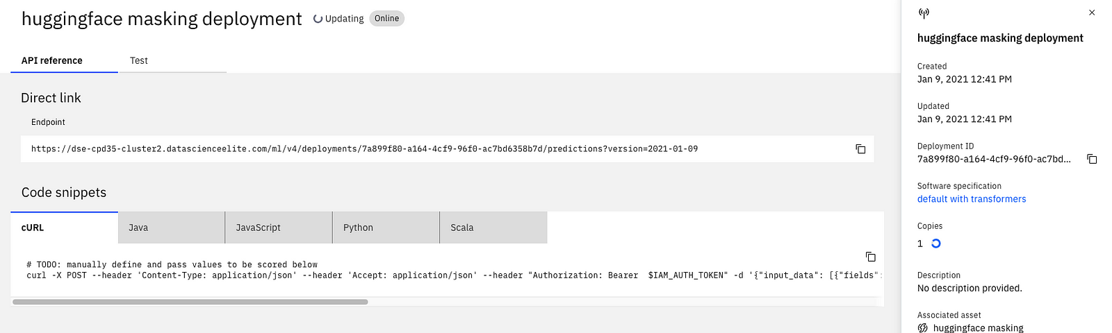 screenshot of scaling up deployment with hugging face