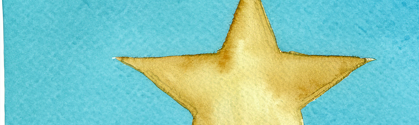 Digital painting of a gold star on a blue background