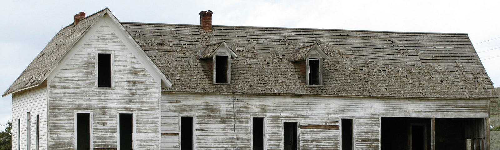 An abandoned rural farmhouse