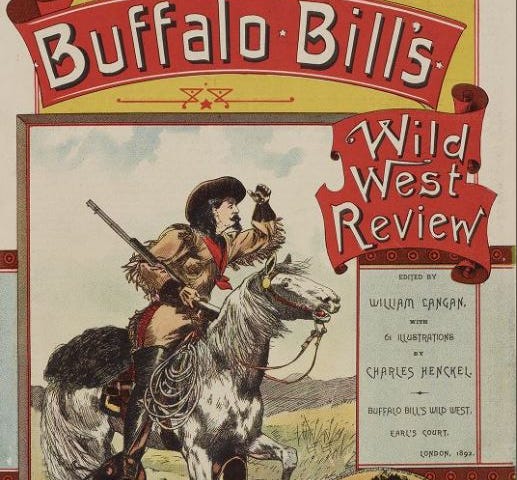 Front Cover of Wild West Review showing Buffalo Bill on horseback