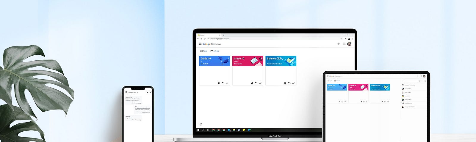 Redesigned interface of google classroom