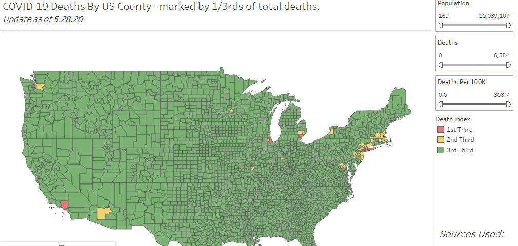 COVID-19 Deaths By US County