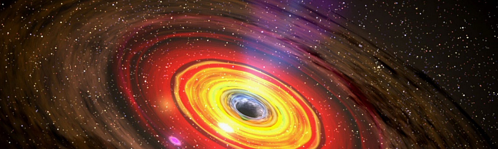 a bright circle in space with a dark hole in the middle