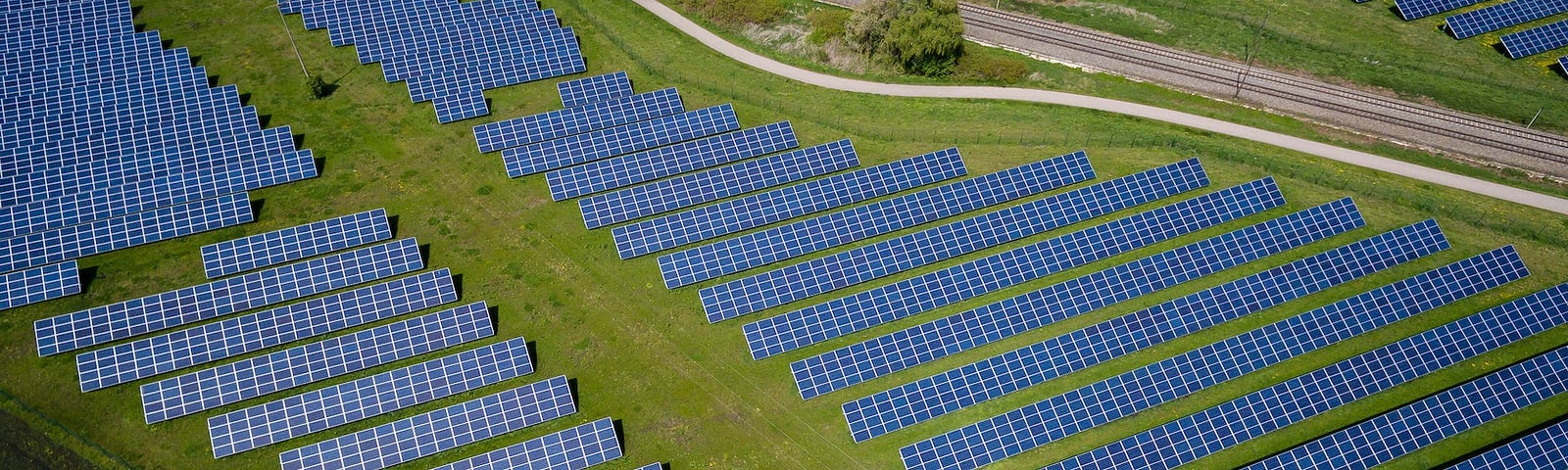 IMAGE: A large solar panel installation in a field