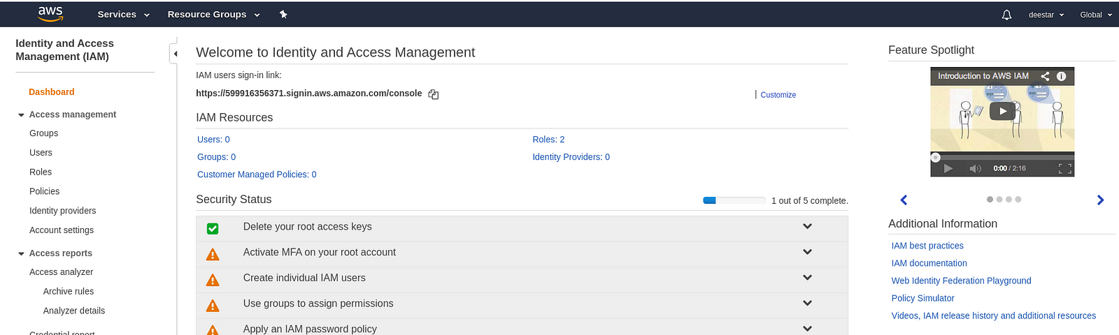 AWS IAM Dashboard