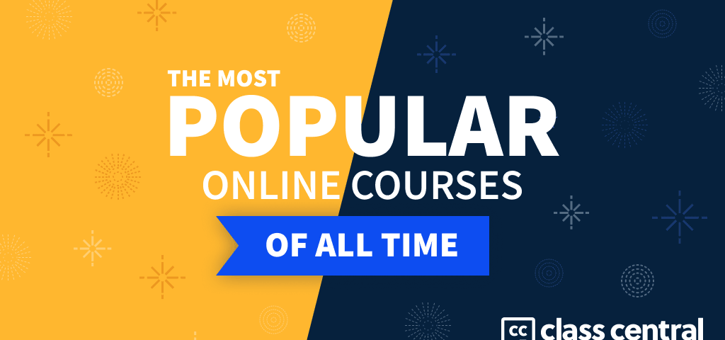 Graphic text that says “The most popular online courses of all time” with the Class Central logo in the corner.
