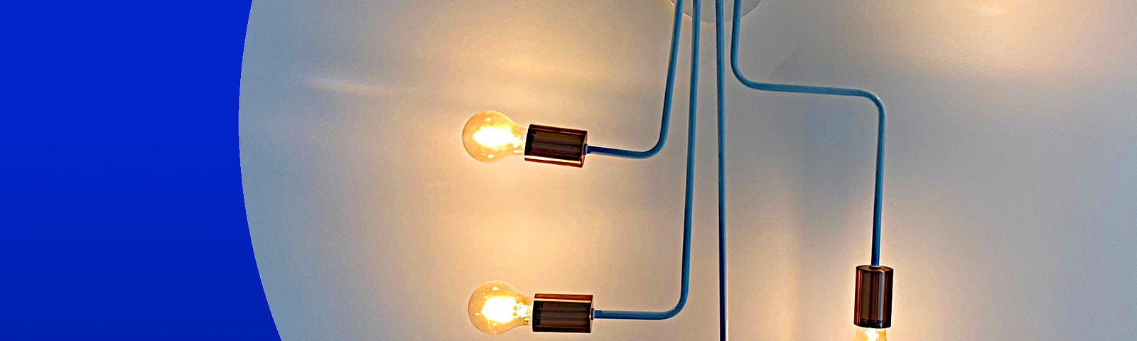 Lightbulbs connected to a hub with wires