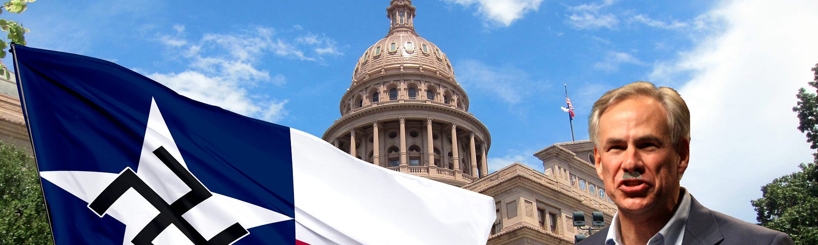 Gregg Abbott with new swastika Texas flag