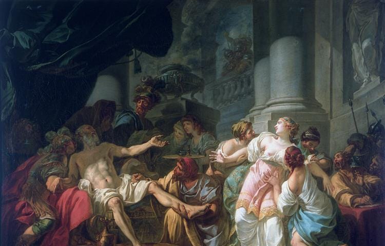 The Death of Seneca, by Jacques-Louis David. Fonte: Wikiart.org