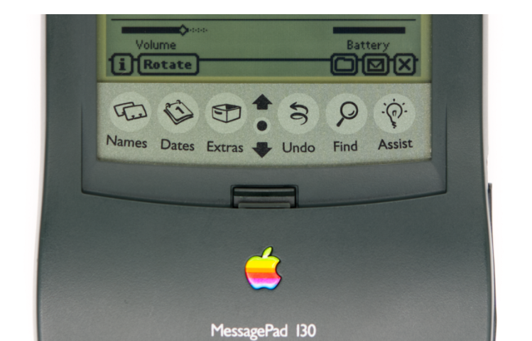 The bottom of the Apple Newton MessagePad 130.