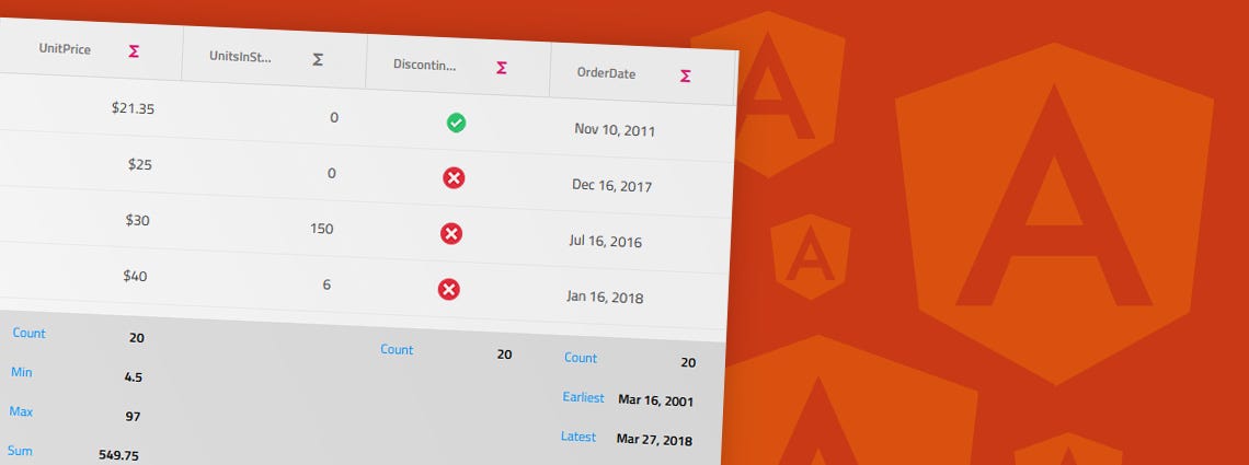 Angular Grid Summary Export using Ignite UI