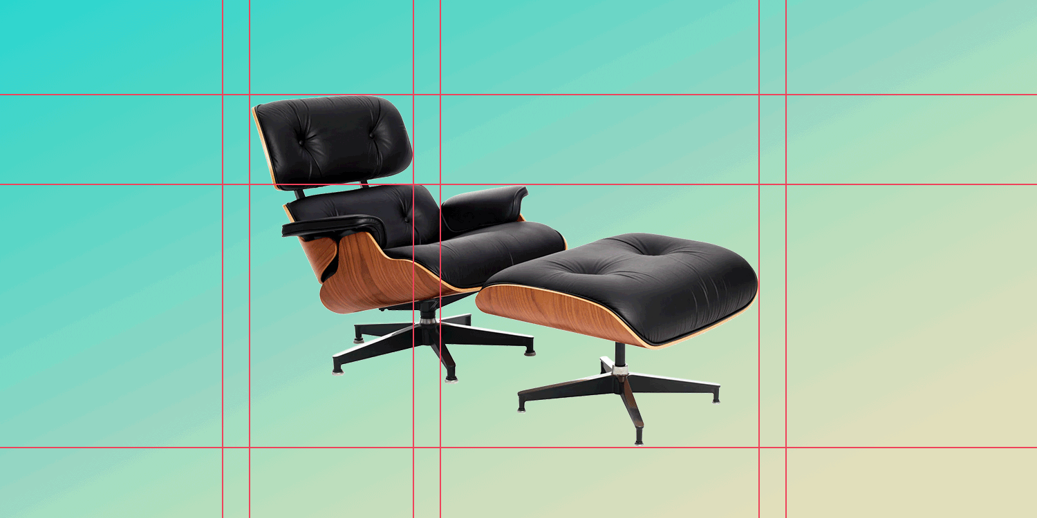 charles eames lounge chair set on a grid to show composition of an image.