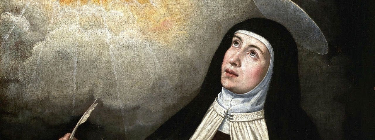 St. Teresa of Avila looking toward heaven.