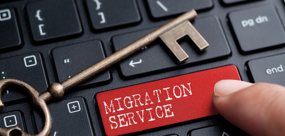 An image representing a migration service key on a keyboard