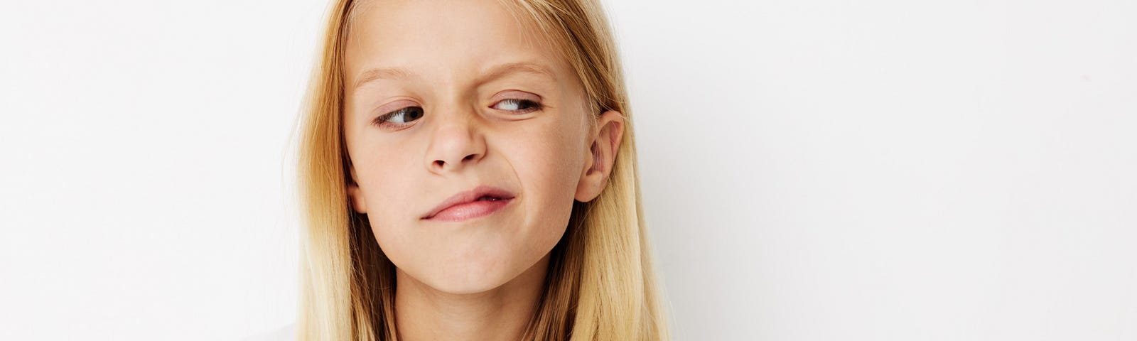 Positive little girl hand gesture fun fashion on a light background