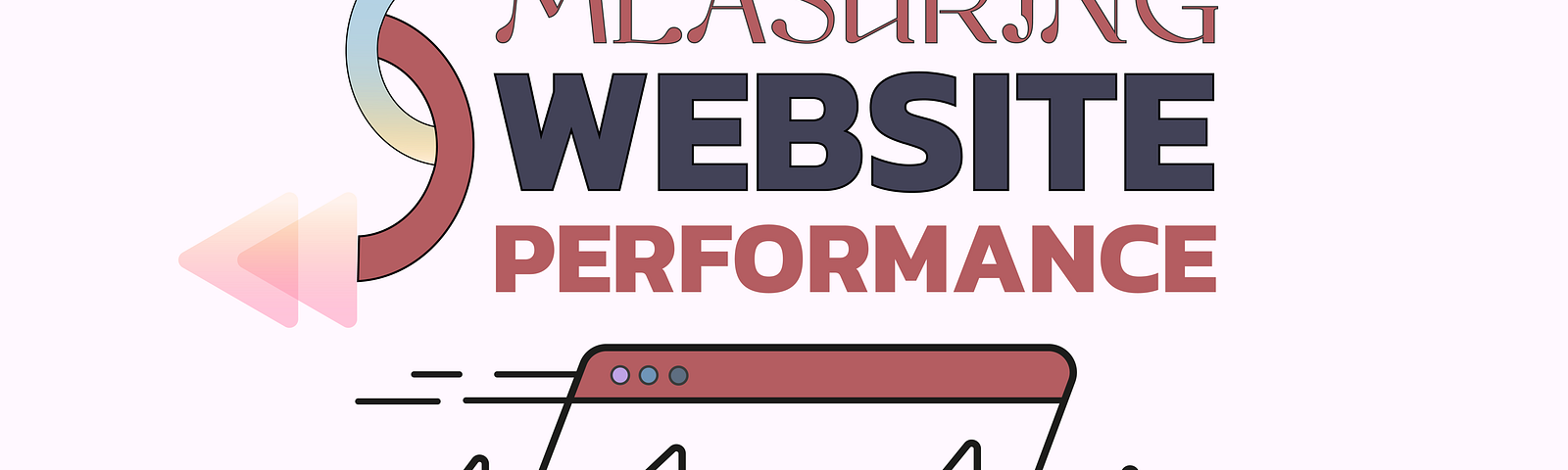 A speedometer over a web browser with a text that says “Measuring Website Performance”