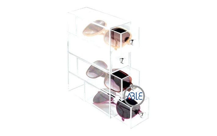 Custom Acrylic Sunglasses Display Case Crystal Clear