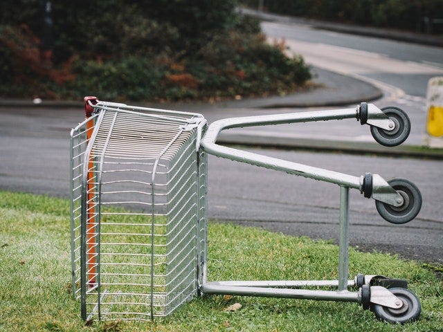 Photo of Abandoned Shopping Cart on Grass