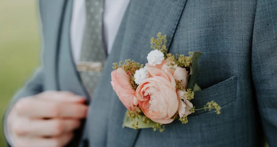 Picture of groom adjusting the jacket