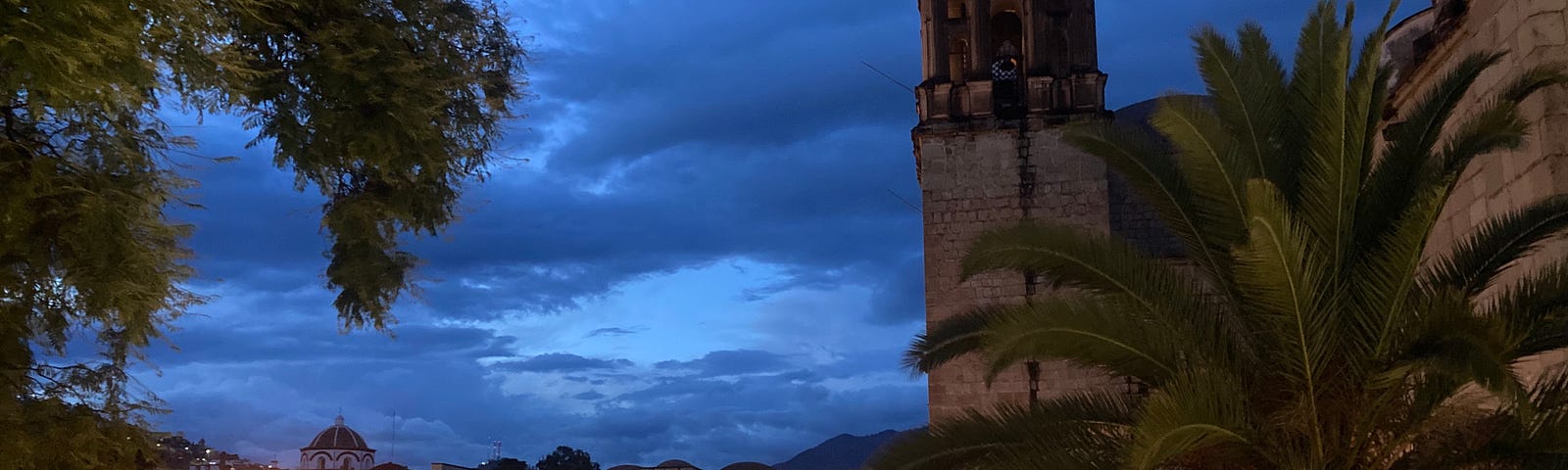 An old stone church in Oaxaca, Mexico, and it’s courtyard. Photo by author.