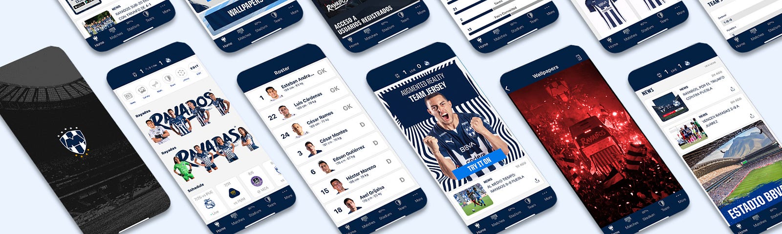 The official Rayados club app, developed by YinzCam.