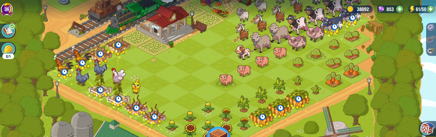 The displayed screen shows the Discord game, Farm Merge Valley, which is literally just a game where you obsessively merge animals and crops to get more items and move up levels.