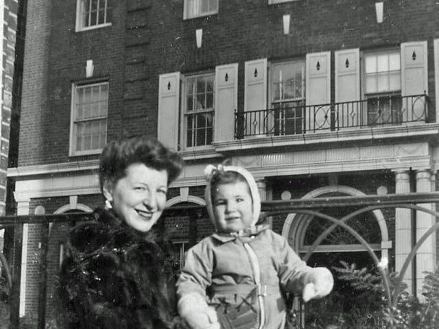 Me and my mother, Sybil Olman, outside our first big apartment