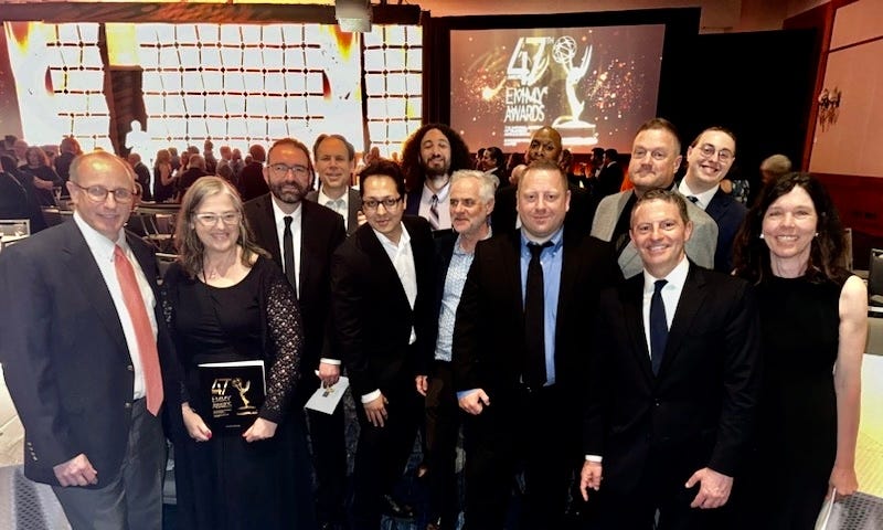 The 13-member MIT Video Productions team at the awards ceremony