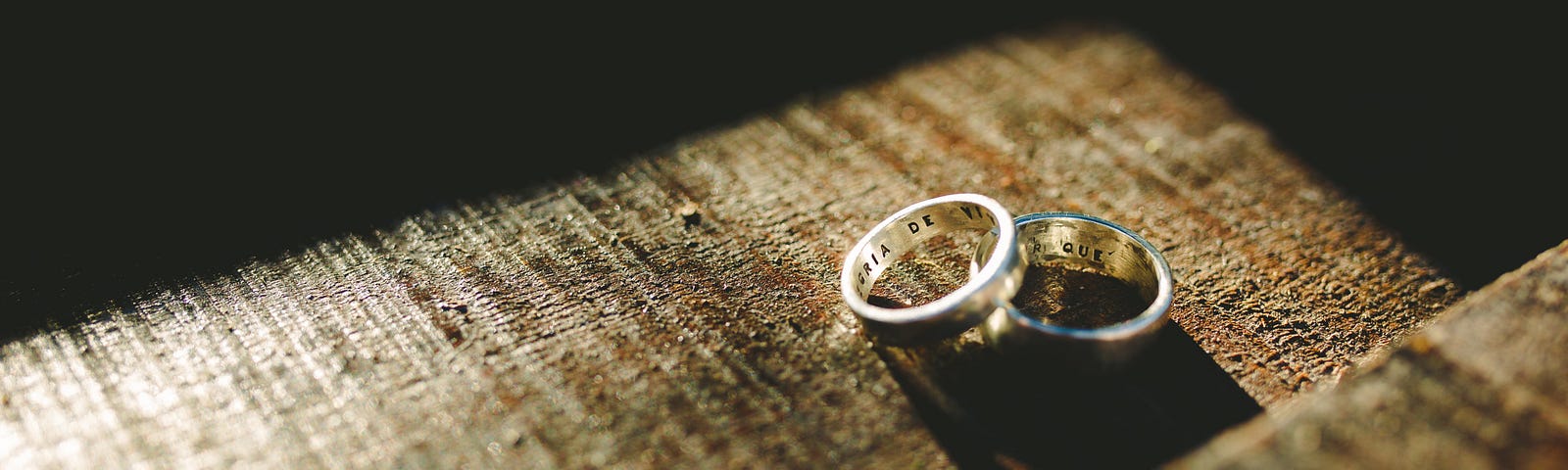 Two rings with engraving on the inside